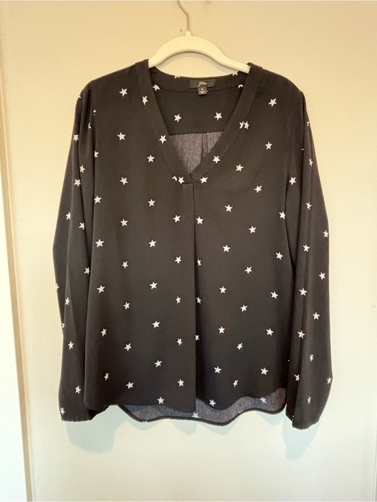 J. Crew Tops - J. Crew Black Star-Print V-Neck Blouse